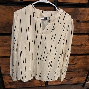 SHEIN Cream Long Sleeve Relaxed Blouse